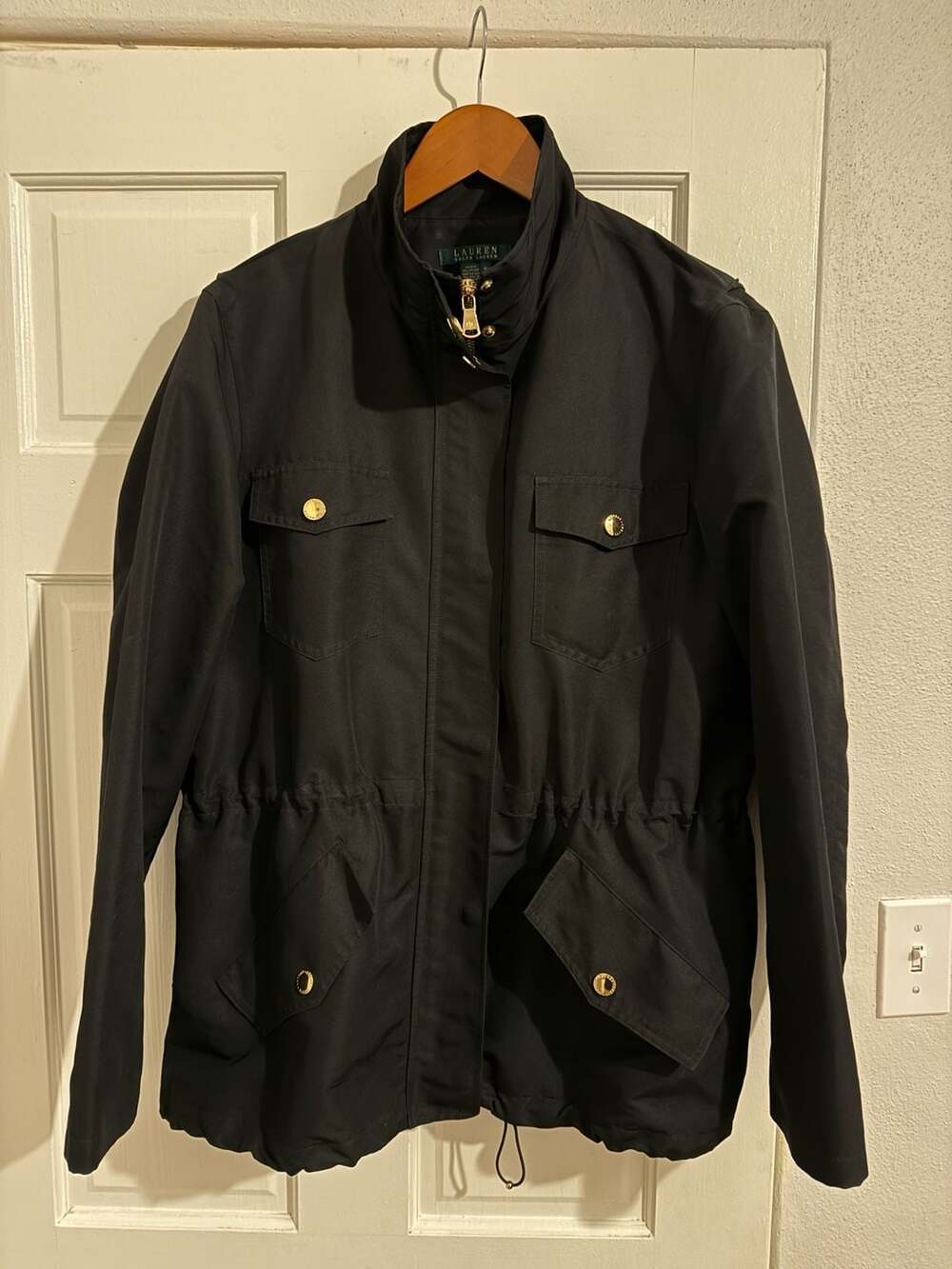 Lauren Ralph Lauren Black Utility Field Jacket Gold Hardware XL
